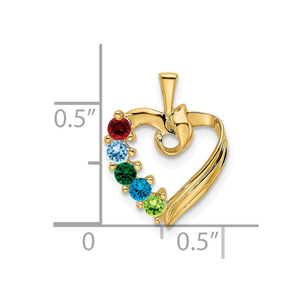 14k 5 Genuine Stone Family Pendant