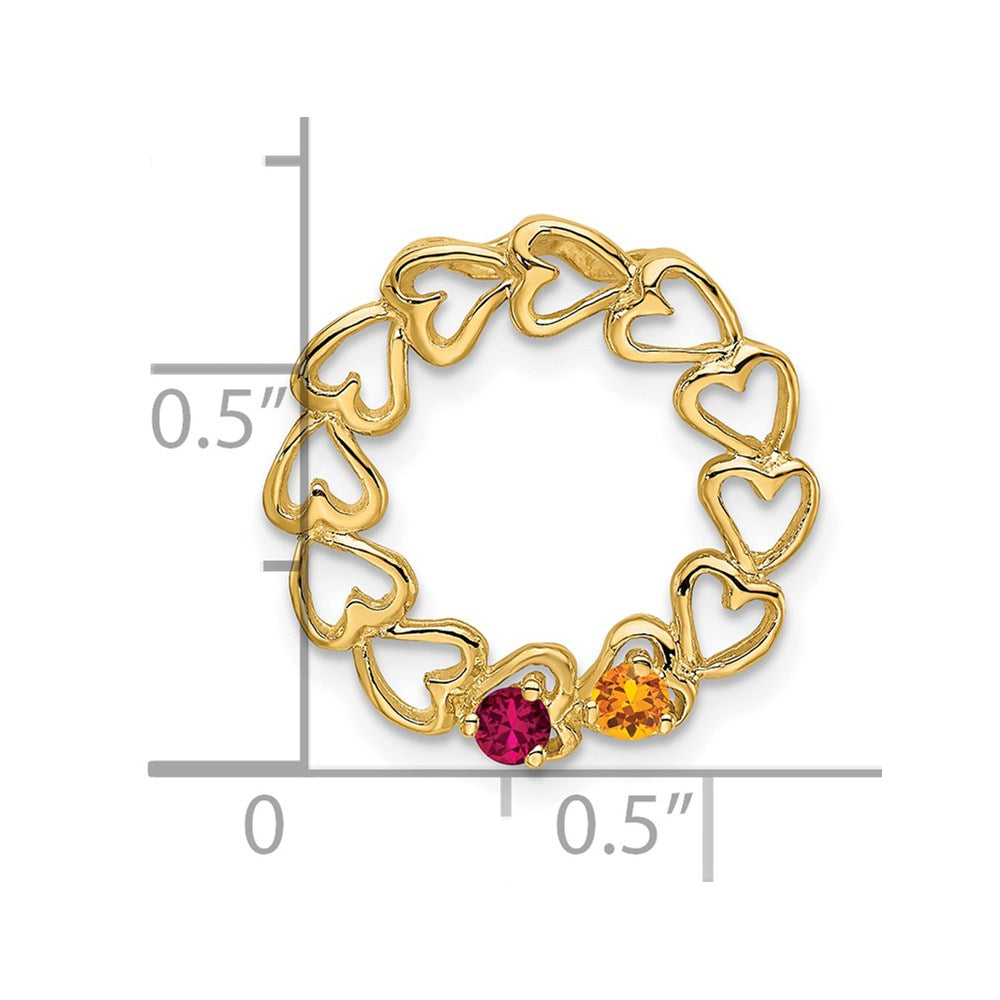 14k 2 Synthetic Stone Family Pendant