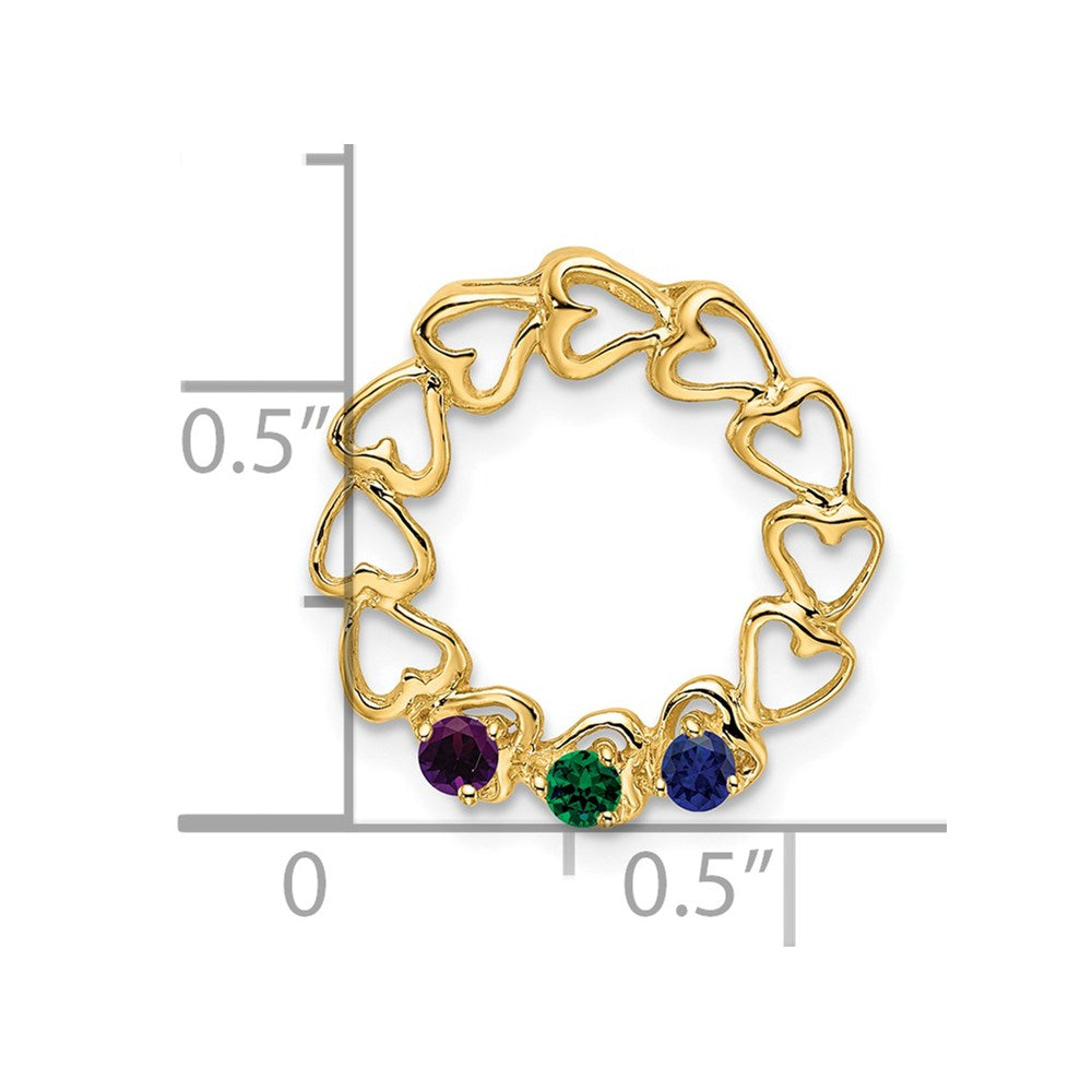 14k 3 Synthetic Stone Family Pendant