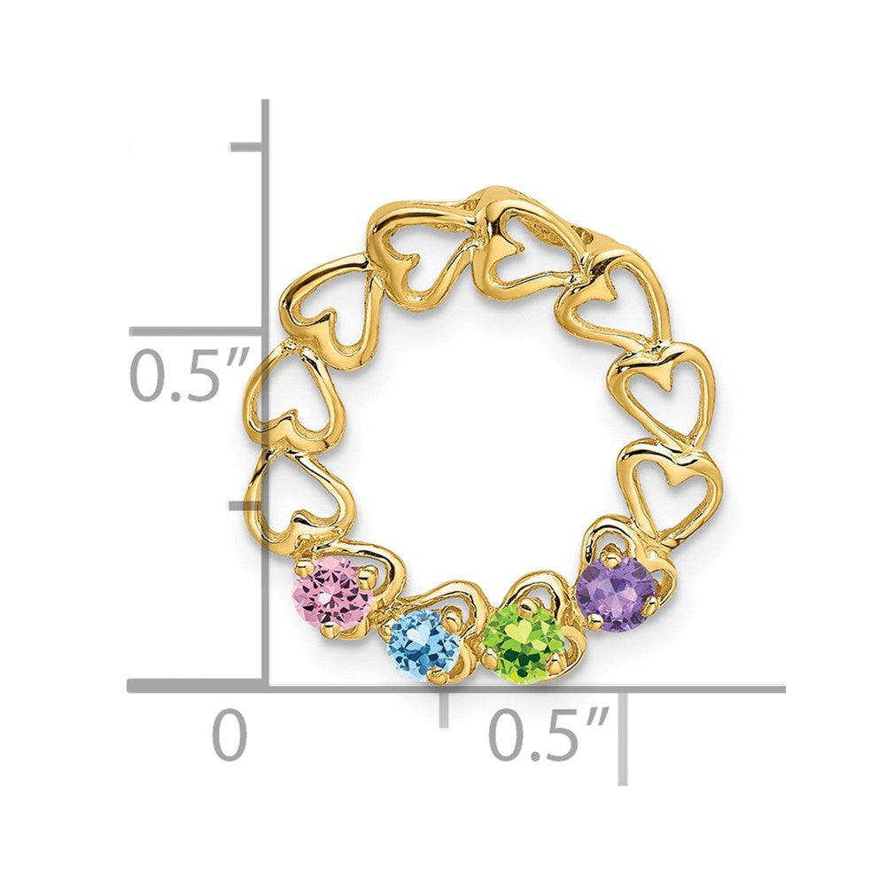 14k 4 Synthetic Stone Family Pendant - 3