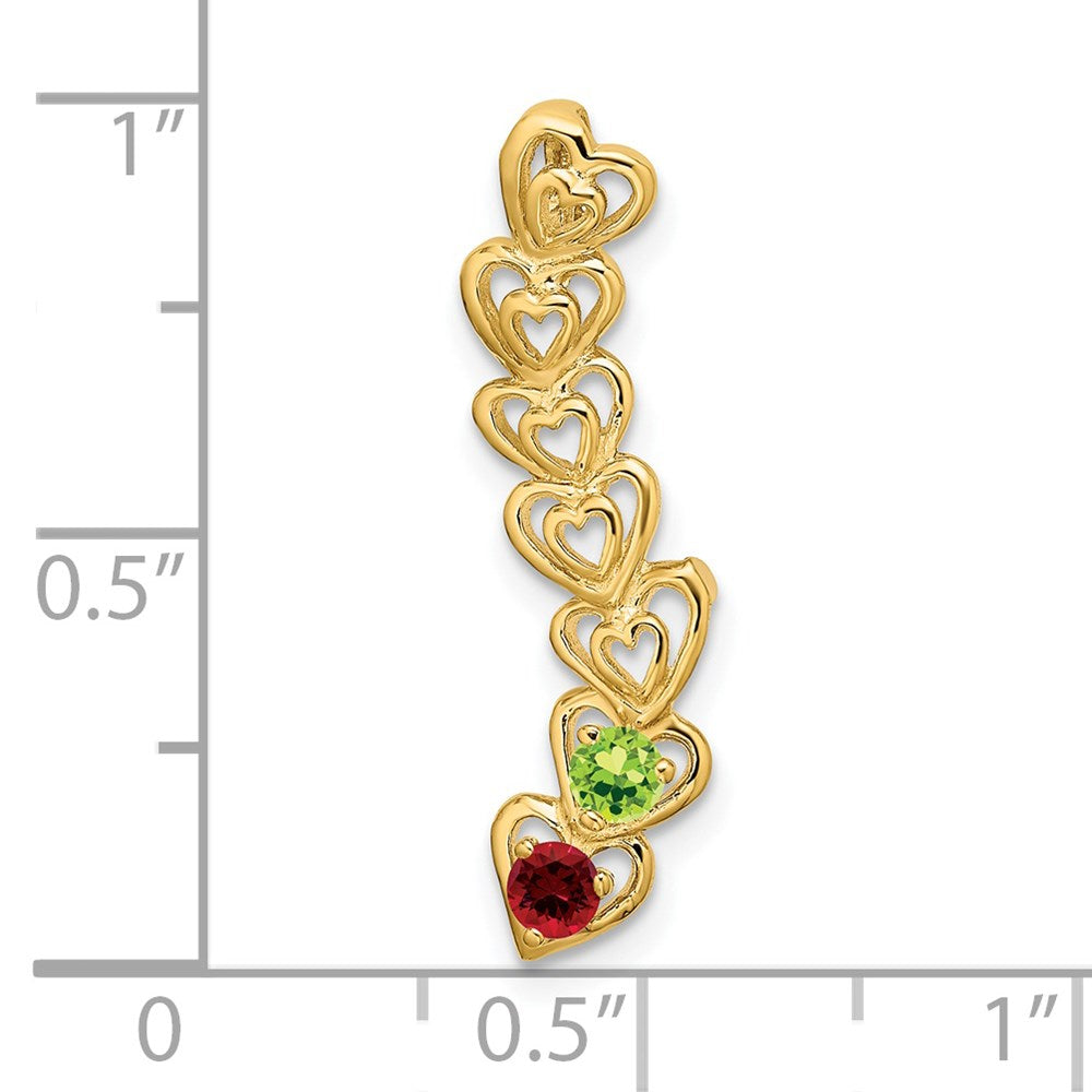 14k 2 Genuine Stone Family Pendant - 4