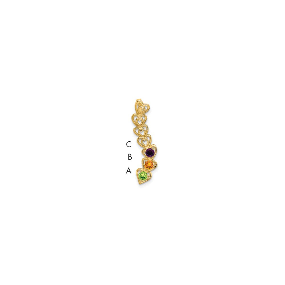 14k 3 Synthetic Stone Family Pendant - 3