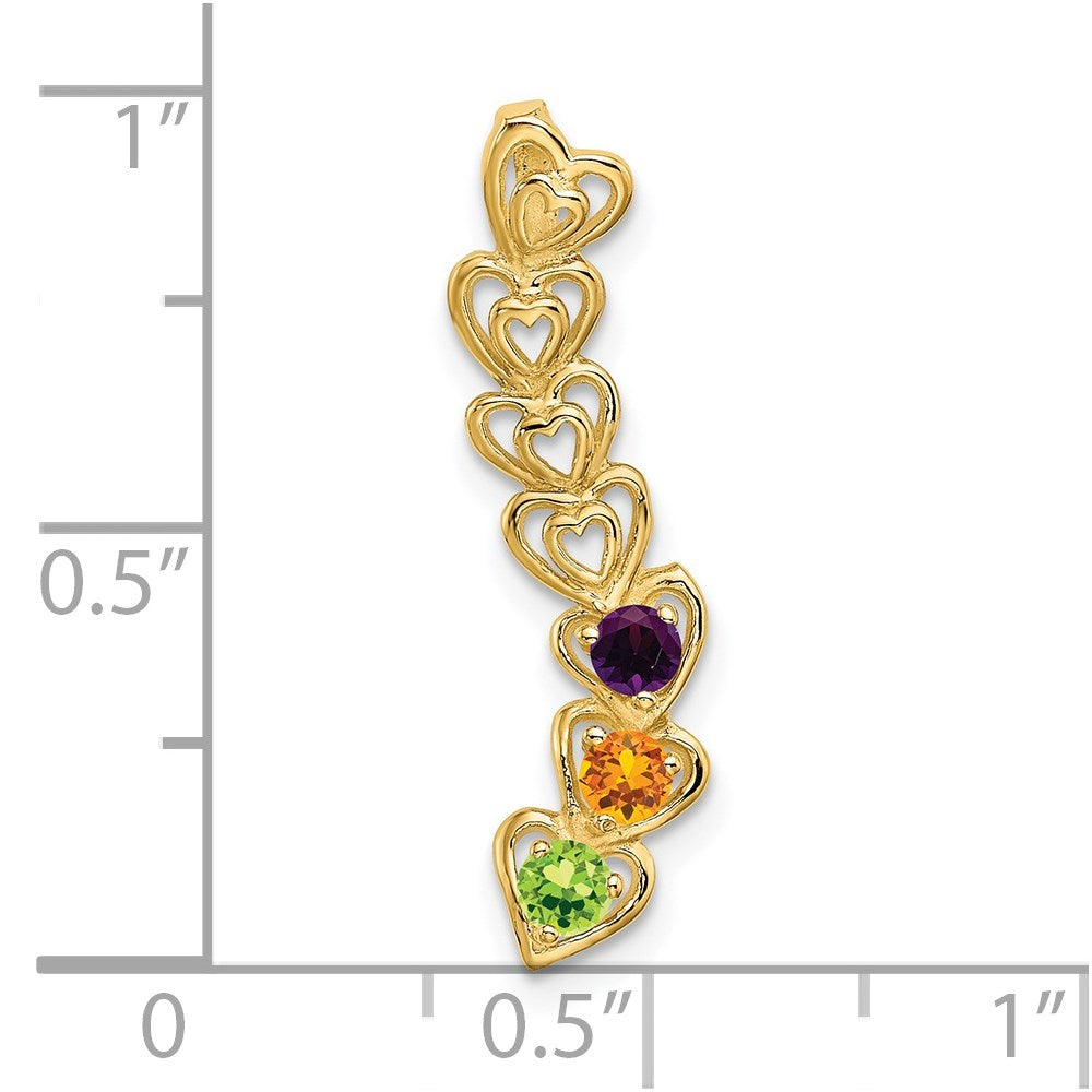 14k 3 Synthetic Stone Family Pendant - 3