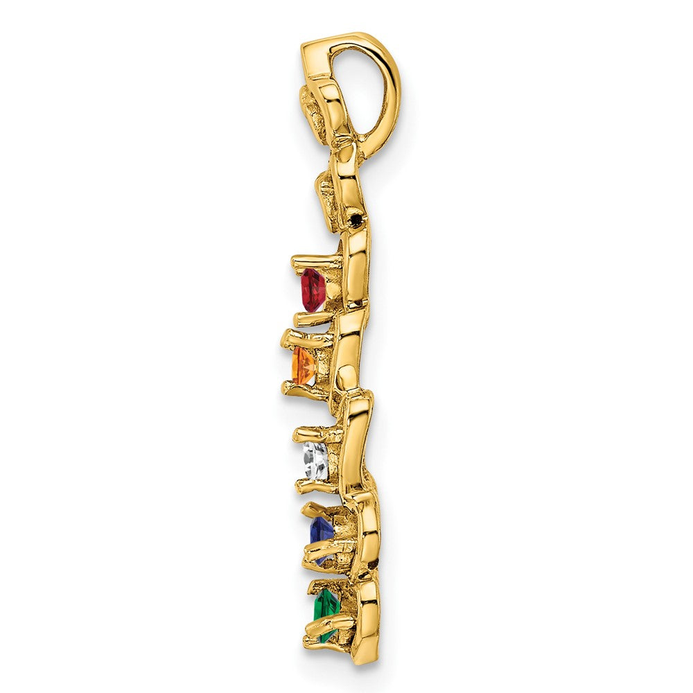 14k 5 Genuine Stone Family Pendant - 4