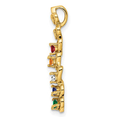 14k 5 Genuine Stone Family Pendant - 4