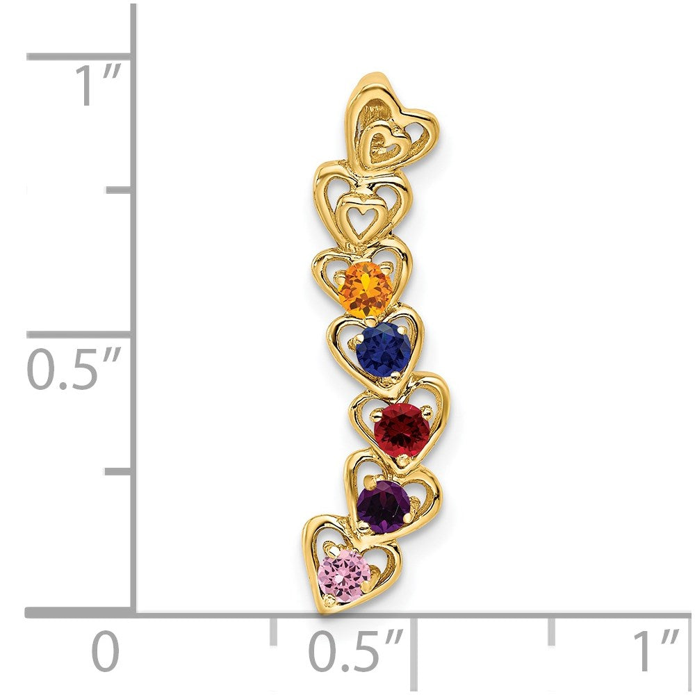 14k 5 Genuine Stone Family Pendant - 4