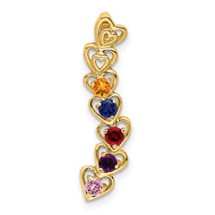 14k 5 Genuine Stone Family Pendant - 4