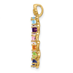 14k 6 Synthetic Stone Family Pendant - 4