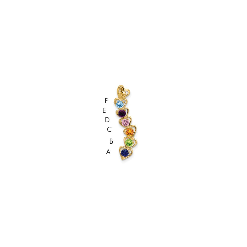 14k 6 Synthetic Stone Family Pendant - 4