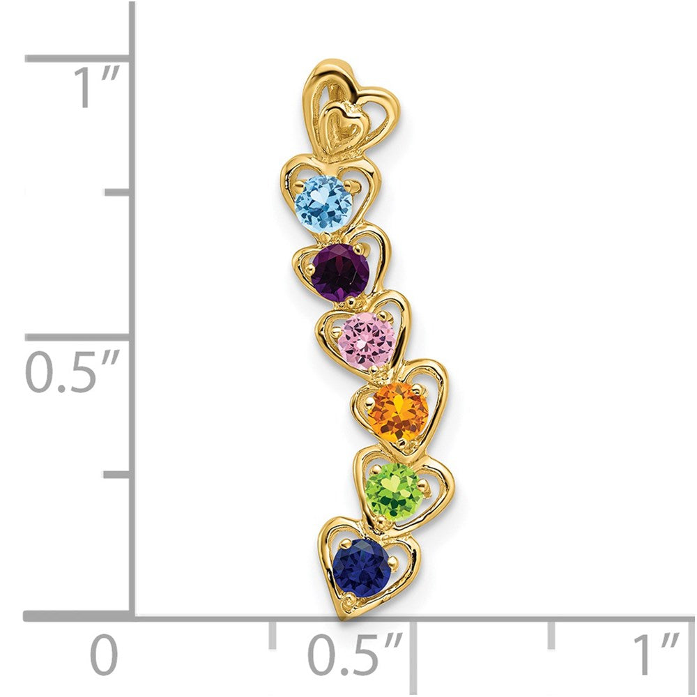 14k 6 Synthetic Stone Family Pendant - 4