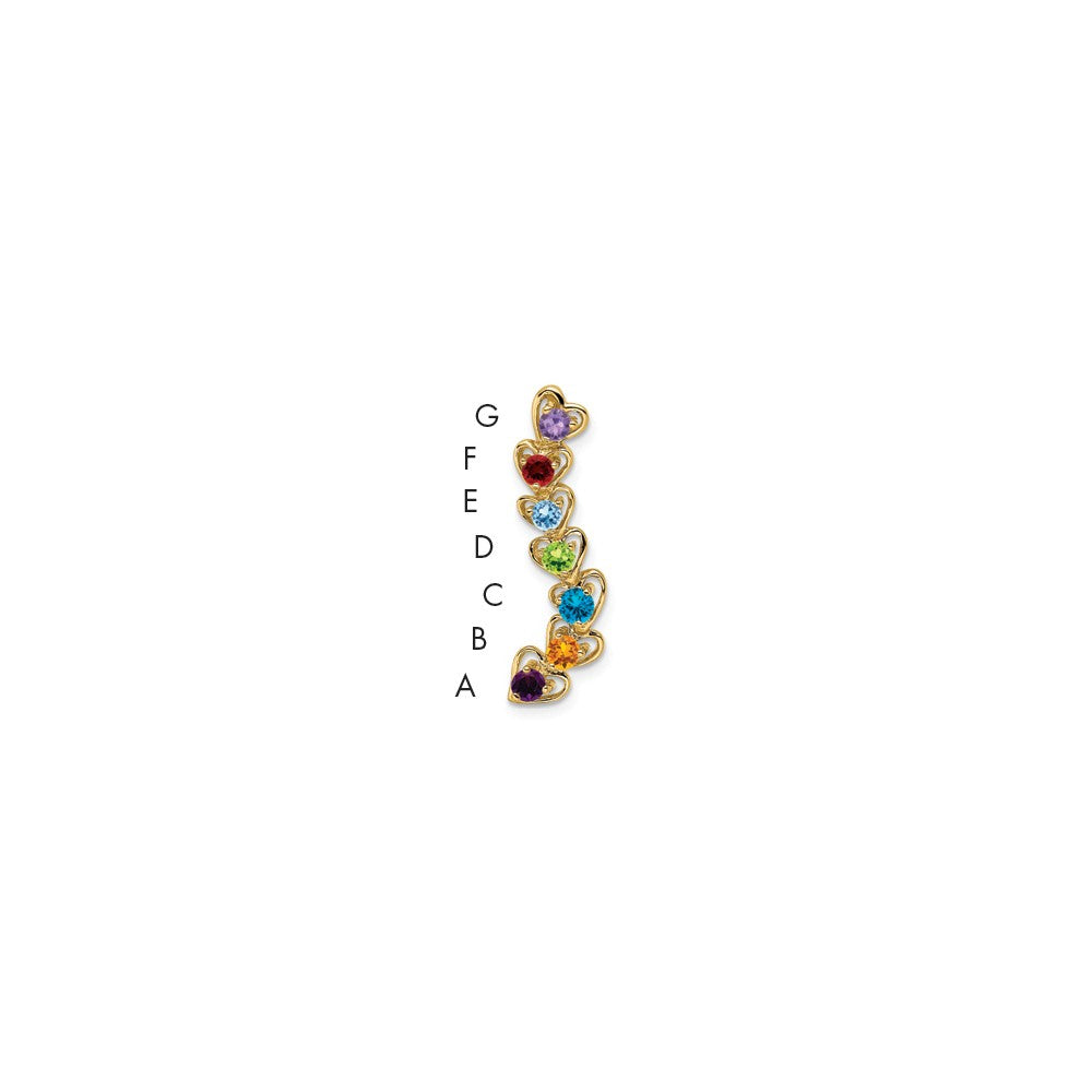 14k 7 Genuine Stone Family Pendant - 3