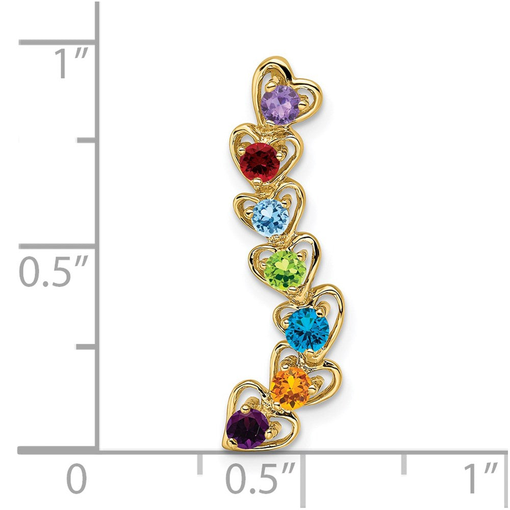 14k 7 Genuine Stone Family Pendant - 3