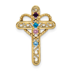 10k Polished Filigree 4-Stone Mothers Cross Pendant Mounting