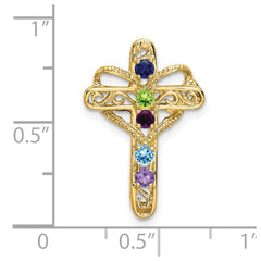14k Genuine 5 Stone Mother's Cross Pendant