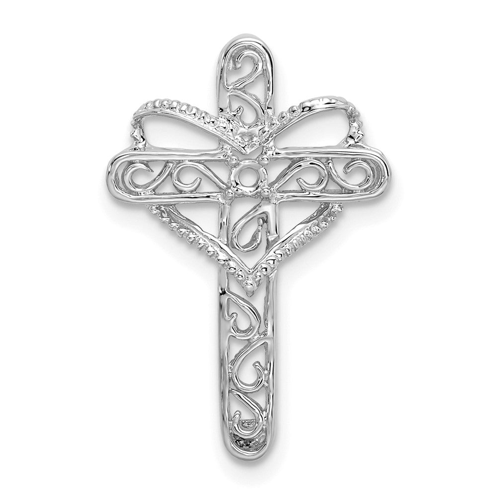 14k White Gold Genuine Mother's Cross Pendant - 2