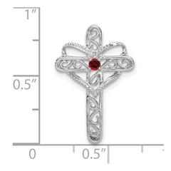 14k White Gold Synthetic Mother's Cross Pendant