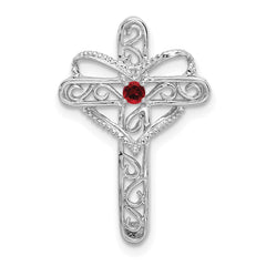 14k White Gold Synthetic Mother's Cross Pendant