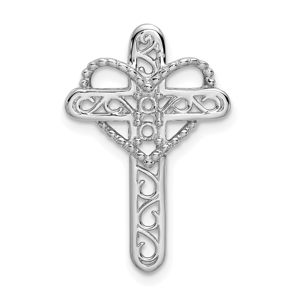 14k White Gold Synthetic Mother's Cross Pendant - 5