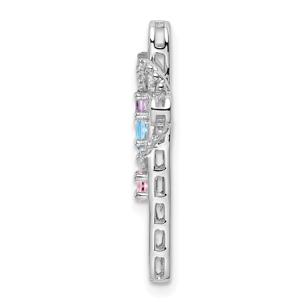 14k White Gold Genuine Mother's Cross Pendant - 6