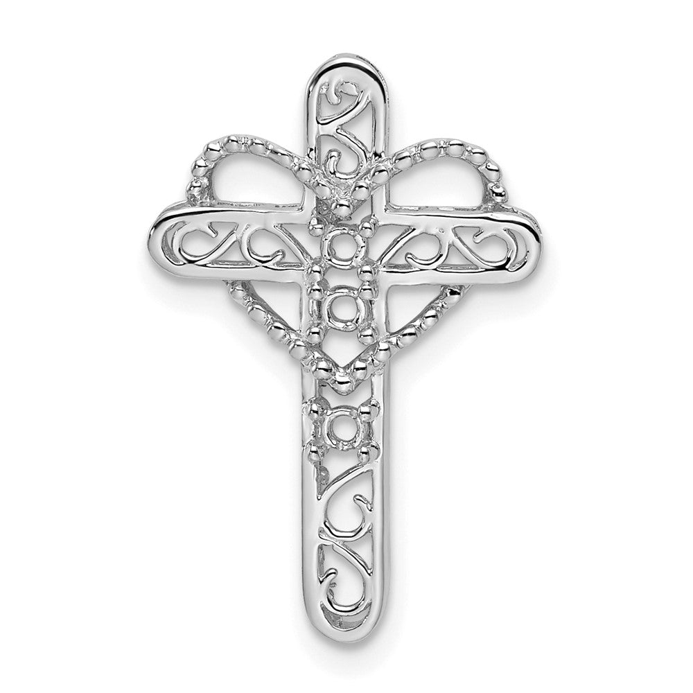 14k White Gold Genuine Mother's Cross Pendant - 6