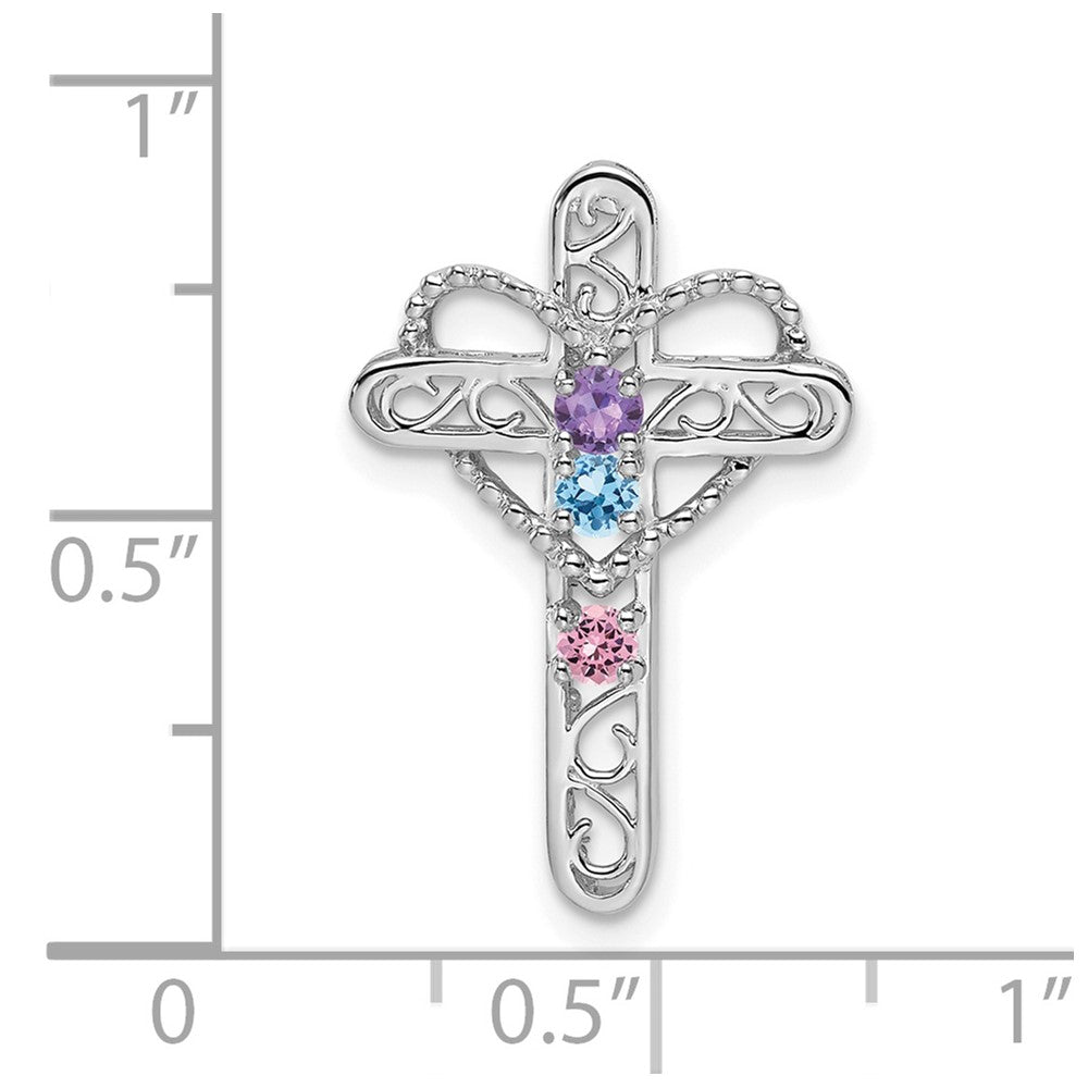 14k White Gold Genuine Mother's Cross Pendant
