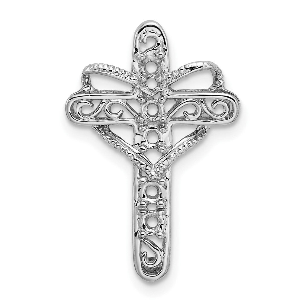 14k White Gold Genuine Mother's Cross Pendant - 5