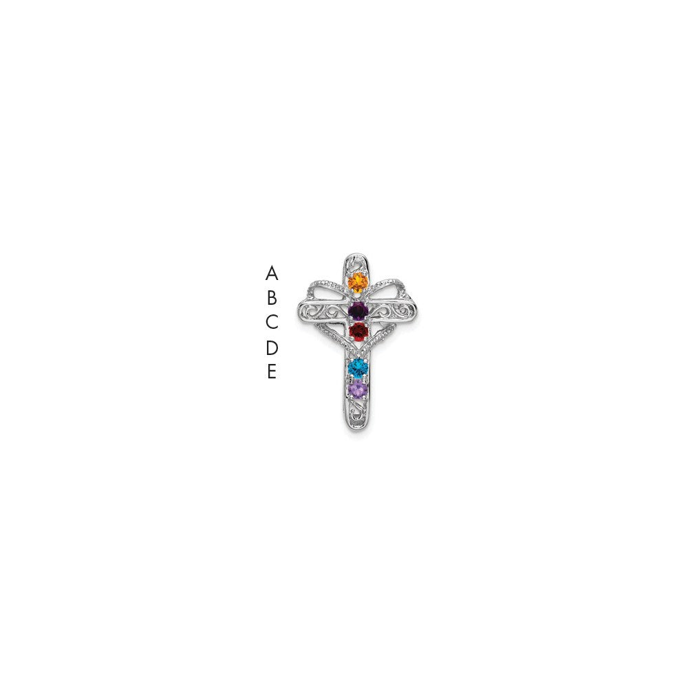14k White Gold Genuine Mother's Cross Pendant - 5