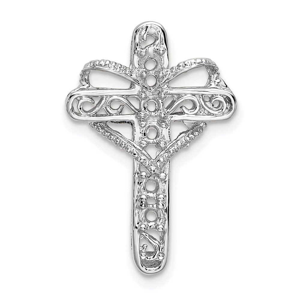 14k White Gold Synthetic Mother's Cross Pendant