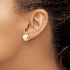14k 10-11mm White Freshwater Cultured Mabe Pearl Omega Back Earrings - 2