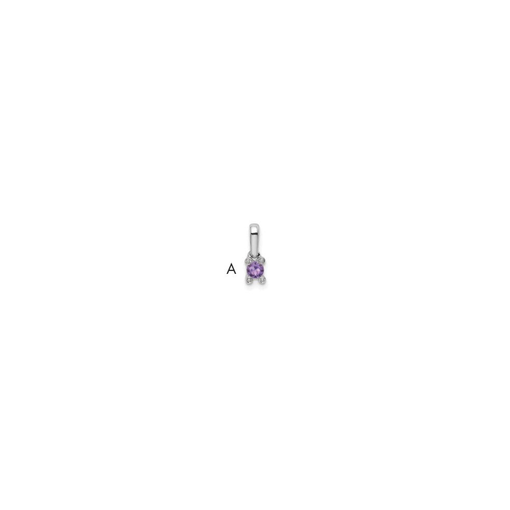 14K White Gold Family Jewelry Genuine Stone & Diamond Set Pendant