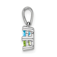 14K White Gold Family Jewelry Synthetic Stone & Diamond Set Pendant