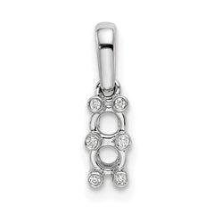14K White Gold Family Jewelry Synthetic Stone & Diamond Set Pendant