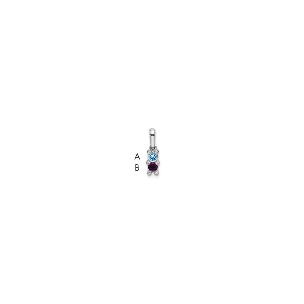 14K White Gold Family Jewelry Synthetic Stone & Diamond Set Pendant