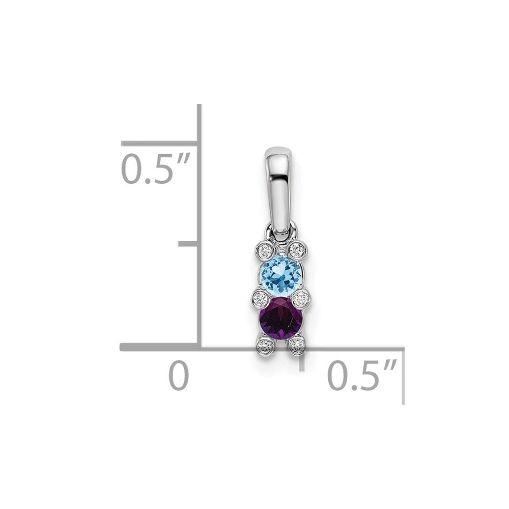 14K White Gold Family Jewelry Diamond Semi-Set Pendant - 3