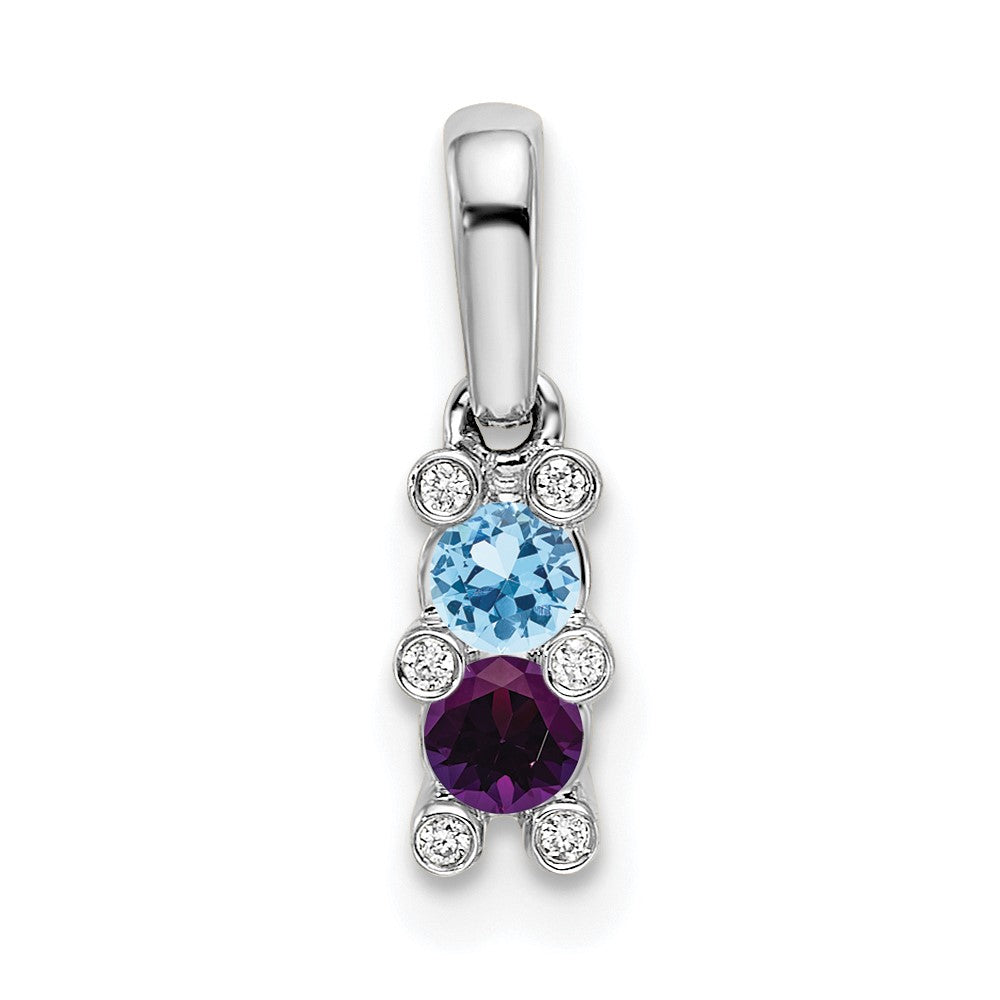 14K White Gold Family Jewelry Diamond Semi-Set Pendant - 3