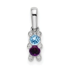 14K White Gold Family Jewelry Diamond Semi-Set Pendant - 3