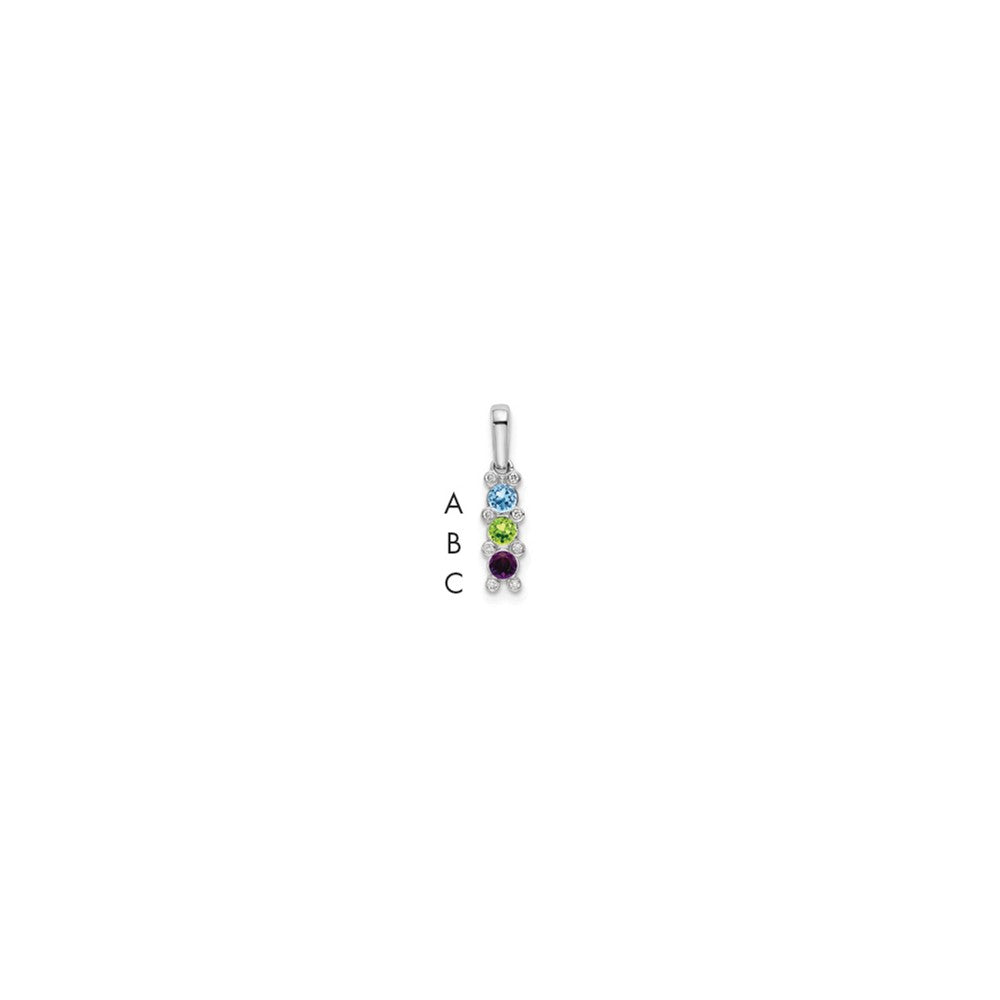 14K White Gold Family Jewelry Synthetic Stone & Diamond Set Pendant - 15