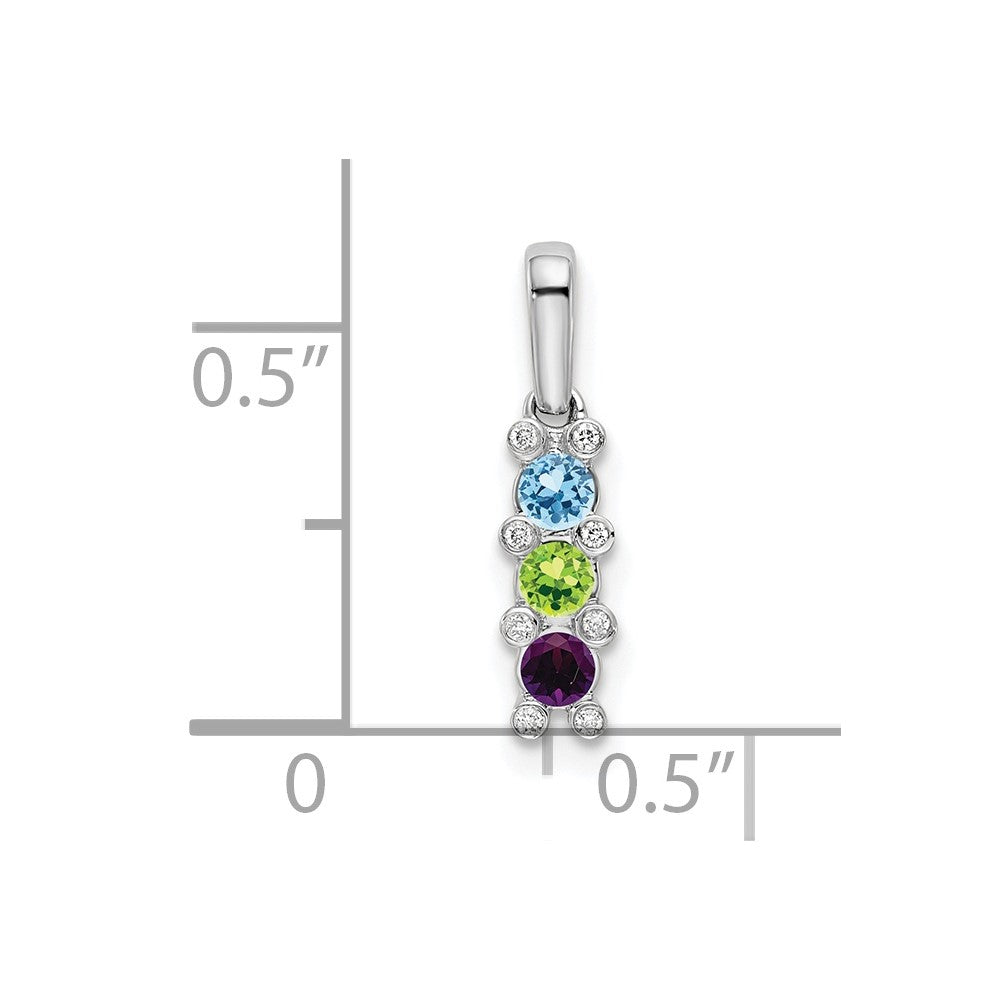 14K White Gold Family Jewelry Synthetic Stone & Diamond Set Pendant - 15