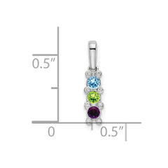 14K White Gold Family Jewelry Synthetic Stone & Diamond Set Pendant - 15