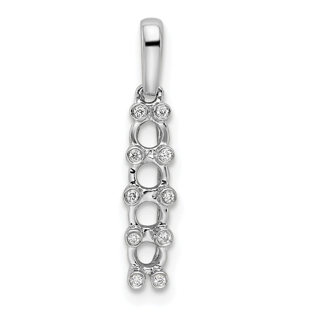 14K White Gold Family Jewelry Synthetic Stone & Diamond Set Pendant - 2