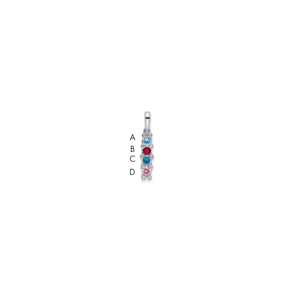 14K White Gold Family Jewelry Synthetic Stone & Diamond Set Pendant - 2