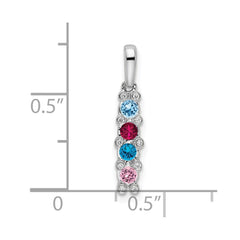 14K White Gold Family Jewelry Synthetic Stone & Diamond Set Pendant - 2