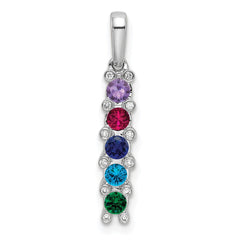 14K White Gold Family Jewelry Genuine Stone & Diamond Set Pendant - 2