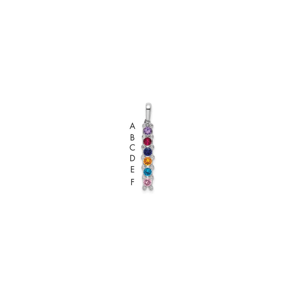14K White Gold Family Jewelry Synthetic Stone & Diamond Set Pendant - 16