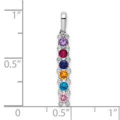 14K White Gold Family Jewelry Synthetic Stone & Diamond Set Pendant - 16