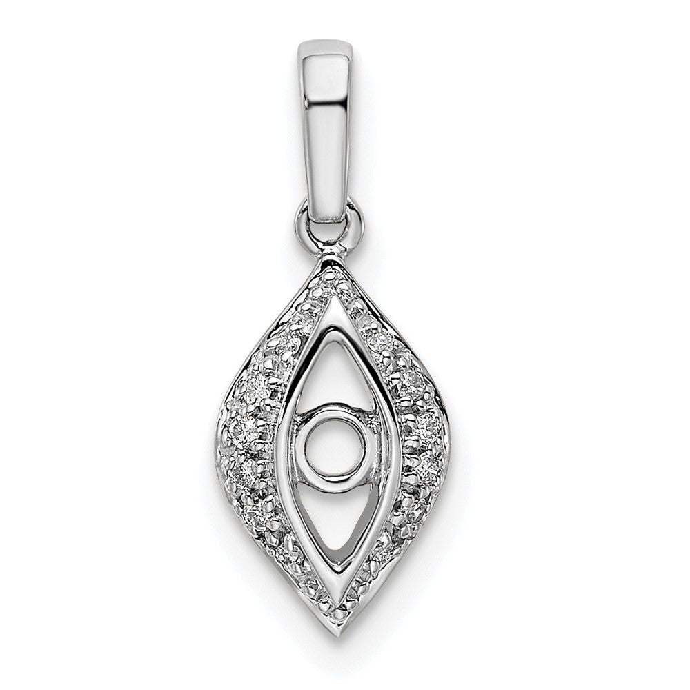 14K White Gold Family Jewelry Diamond Semi-Set Pendant - 2