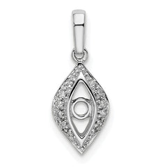 14K White Gold Family Jewelry Diamond Semi-Set Pendant - 2