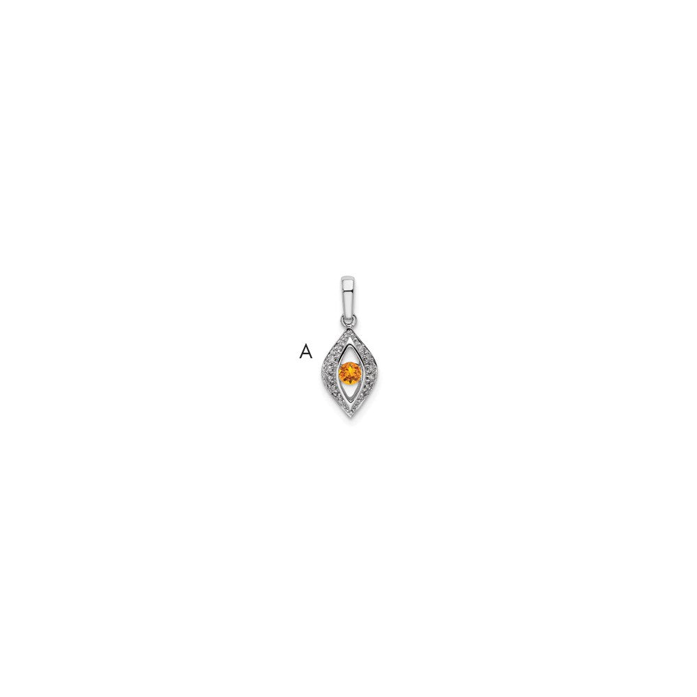 14K White Gold Family Jewelry Diamond Semi-Set Pendant - 2