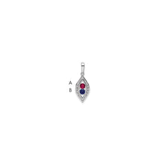 14K White Gold Family Jewelry Synthetic Stone & Diamond Set Pendant - 12