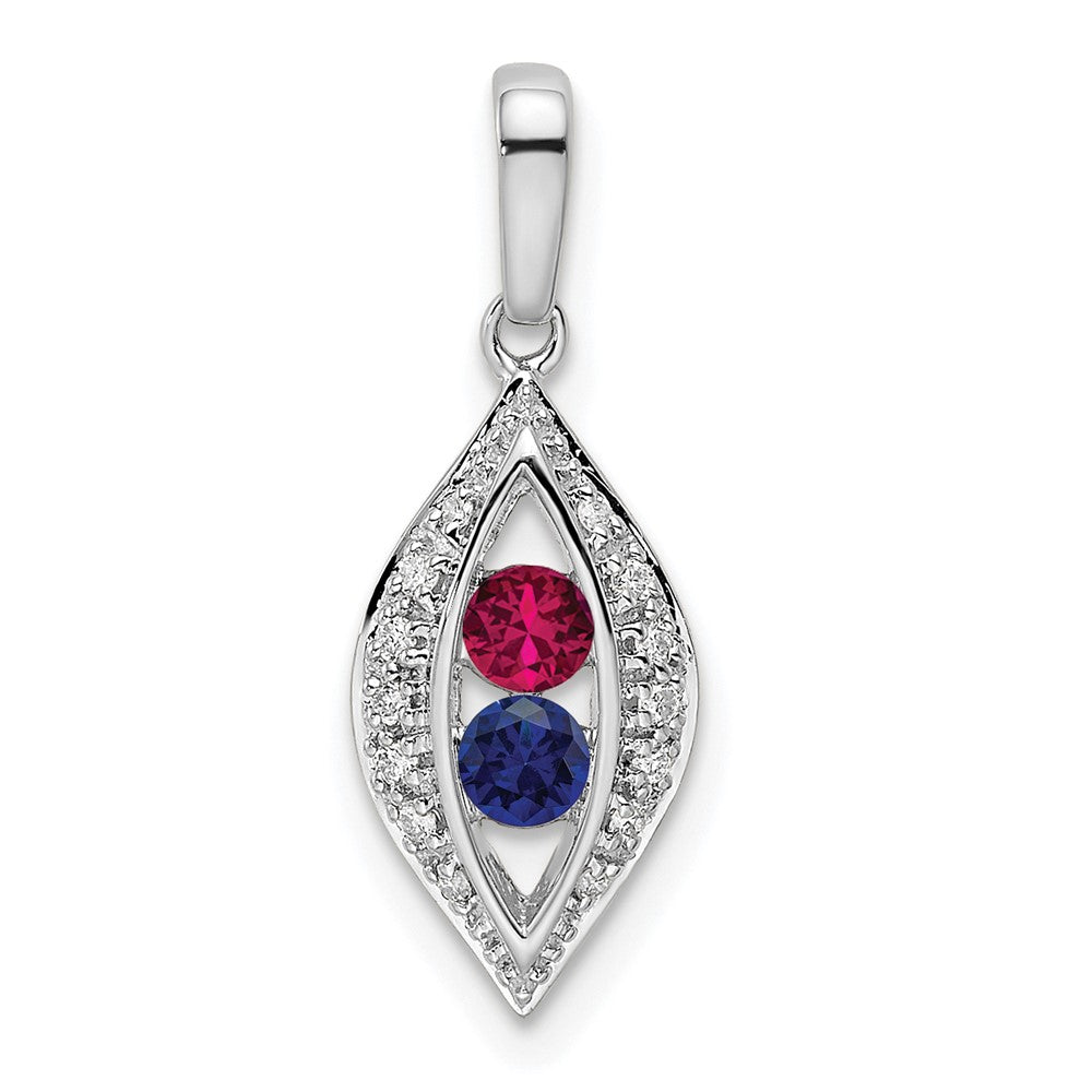 14K White Gold Family Jewelry Diamond Semi-Set Pendant - 14